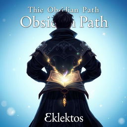 An enchanting anime-style cover page for a fantasy novel titled 'The Obsidian Path' by the author Eklektos