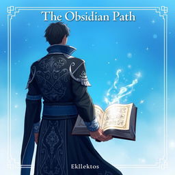 An enchanting anime-style cover page for a fantasy novel titled 'The Obsidian Path' by the author Eklektos