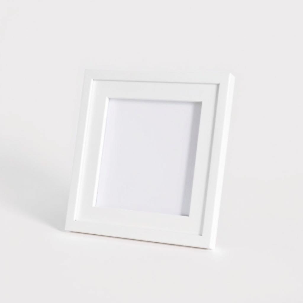 A 15x15 cm cardboard picture frame designed in a sleek, modern style with a clean white finish