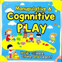 A vibrant and engaging classroom poster designed for basic school children, showcasing the theme of manipulative and cognitive play