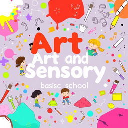 A vibrant and colorful classroom poster designed for basic school kids, featuring the theme 'Art and Sensory'