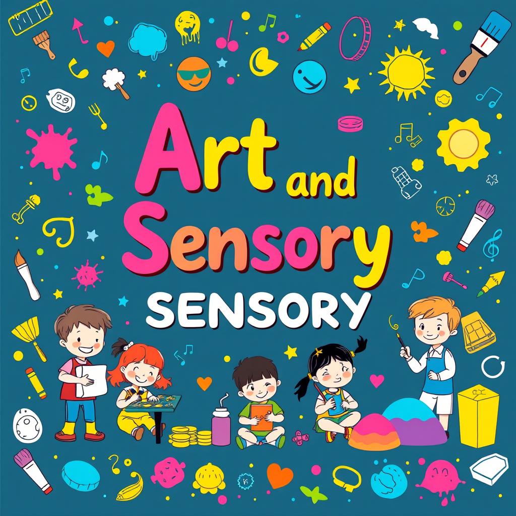 A vibrant and colorful classroom poster designed for basic school kids, featuring the theme 'Art and Sensory'