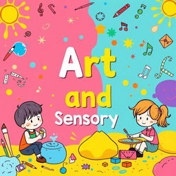 A vibrant and colorful classroom poster designed for basic school kids, featuring the theme 'Art and Sensory'