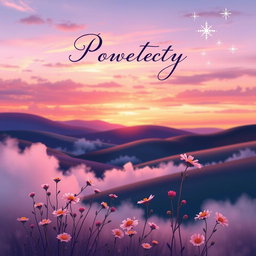 A beautifully illustrated book cover for a poetry collection, featuring an ethereal landscape of a serene twilight scene