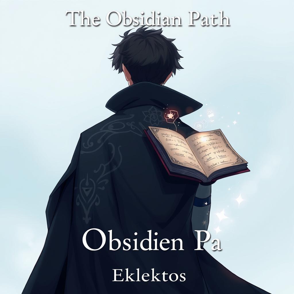 An anime-style cover page for the fantasy novel 'The Obsidian Path' by Eklektos