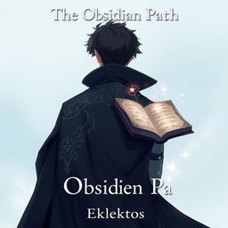 An anime-style cover page for the fantasy novel 'The Obsidian Path' by Eklektos