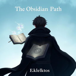 An anime-style cover page for the fantasy novel 'The Obsidian Path' by Eklektos
