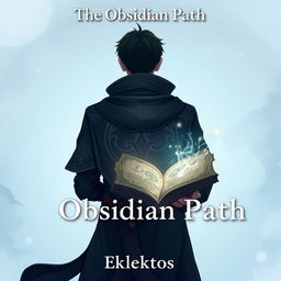 An anime-style cover page for the fantasy novel 'The Obsidian Path' by Eklektos