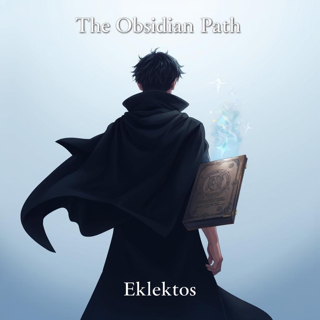 An enchanting anime-style cover page for the fantasy novel 'The Obsidian Path' by Eklektos