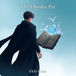 An enchanting anime-style cover page for the fantasy novel 'The Obsidian Path' by Eklektos