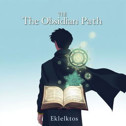 An enchanting anime-style cover page for the fantasy novel 'The Obsidian Path' by Eklektos