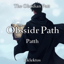 An enchanting anime-style cover page for the fantasy novel 'The Obsidian Path' by Eklektos