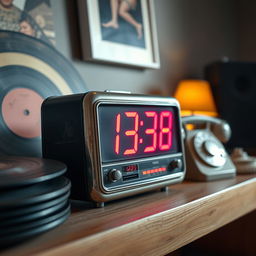 A vintage digital clock, showcasing classic design elements with a retro aesthetic