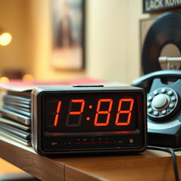 A vintage digital clock, showcasing classic design elements with a retro aesthetic