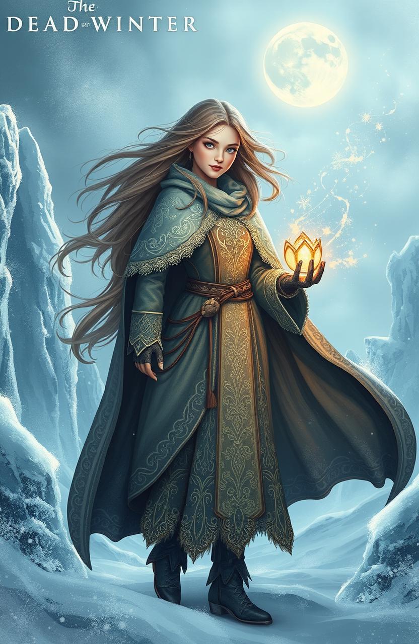 A daring girl on a quest to uncover the truth about her land's everlasting winter, titled 'The Princess of the Dead Winter'