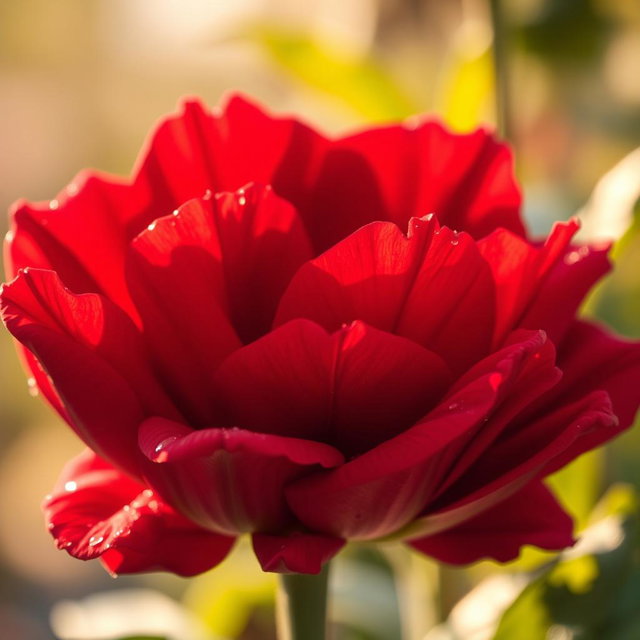 A stunning close-up of a vibrant red flower, showcasing intricate petal textures and rich coloration