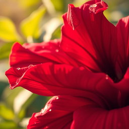 A stunning close-up of a vibrant red flower, showcasing intricate petal textures and rich coloration