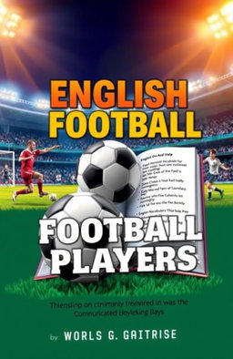 A visually engaging book cover design for a unique English learning book tailored for football players
