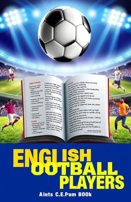 A visually engaging book cover design for a unique English learning book tailored for football players