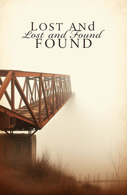 Aesthetic book cover design featuring an old, rusty bridge as the central focus