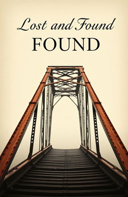 Aesthetic book cover design featuring an old, rusty bridge as the central focus
