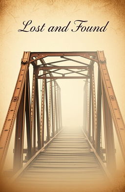 Aesthetic book cover design featuring an old, rusty bridge as the central focus