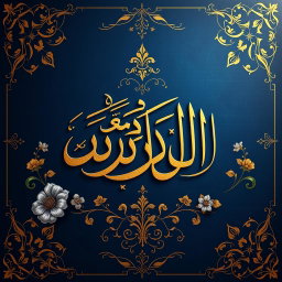 In the name of God, a stunning and intricate calligraphy artwork featuring the phrase 'به نام خدا' (In the name of God) inscribed beautifully with ornate Arabic letters