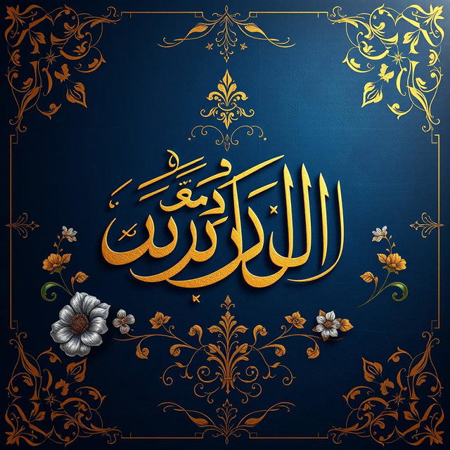 In the name of God, a stunning and intricate calligraphy artwork featuring the phrase 'به نام خدا' (In the name of God) inscribed beautifully with ornate Arabic letters