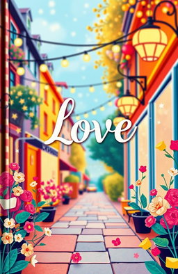 A charming book cover showcasing a vibrant and colorful illustration that embodies the theme of love