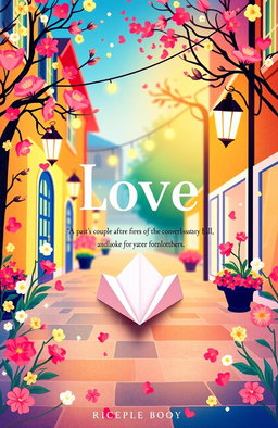 A charming book cover showcasing a vibrant and colorful illustration that embodies the theme of love