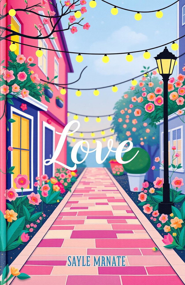 A charming book cover showcasing a vibrant and colorful illustration that embodies the theme of love