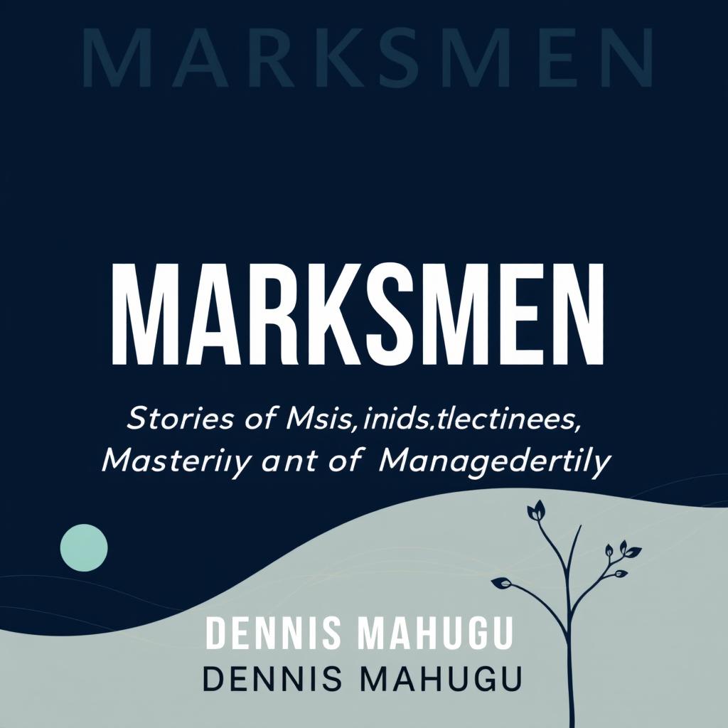 A professional book cover design for 'MARKSMEN: Stories of Misfires and Mastering the Art of Managing Emotions' by DENNIS MAHUGU