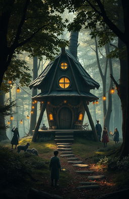 In a mystical forest at the junction of three worlds, there stands a whimsical hut on chicken legs, home to the enigmatic and powerful Baba Yaga, surrounded by her magical daughters