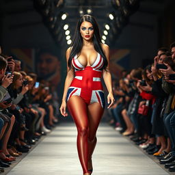 Full length photograph of a shapely, stunning 18-year-old woman with pale skin, long black hair, and mesmerizing crystal blue eyes