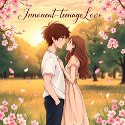 A captivating book cover for a Wattpad story titled 'Innocent Teenage Love'