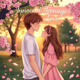 A captivating book cover for a Wattpad story titled 'Innocent Teenage Love'