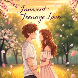 A captivating book cover for a Wattpad story titled 'Innocent Teenage Love'