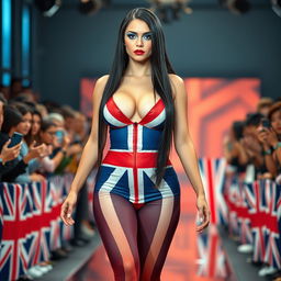 Full length photograph of a stunning 18-year-old woman with pale skin and long black hair, showcasing her beauty and confidence