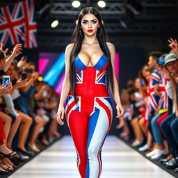 Full length photograph of a stunning 18-year-old woman with pale skin and long black hair