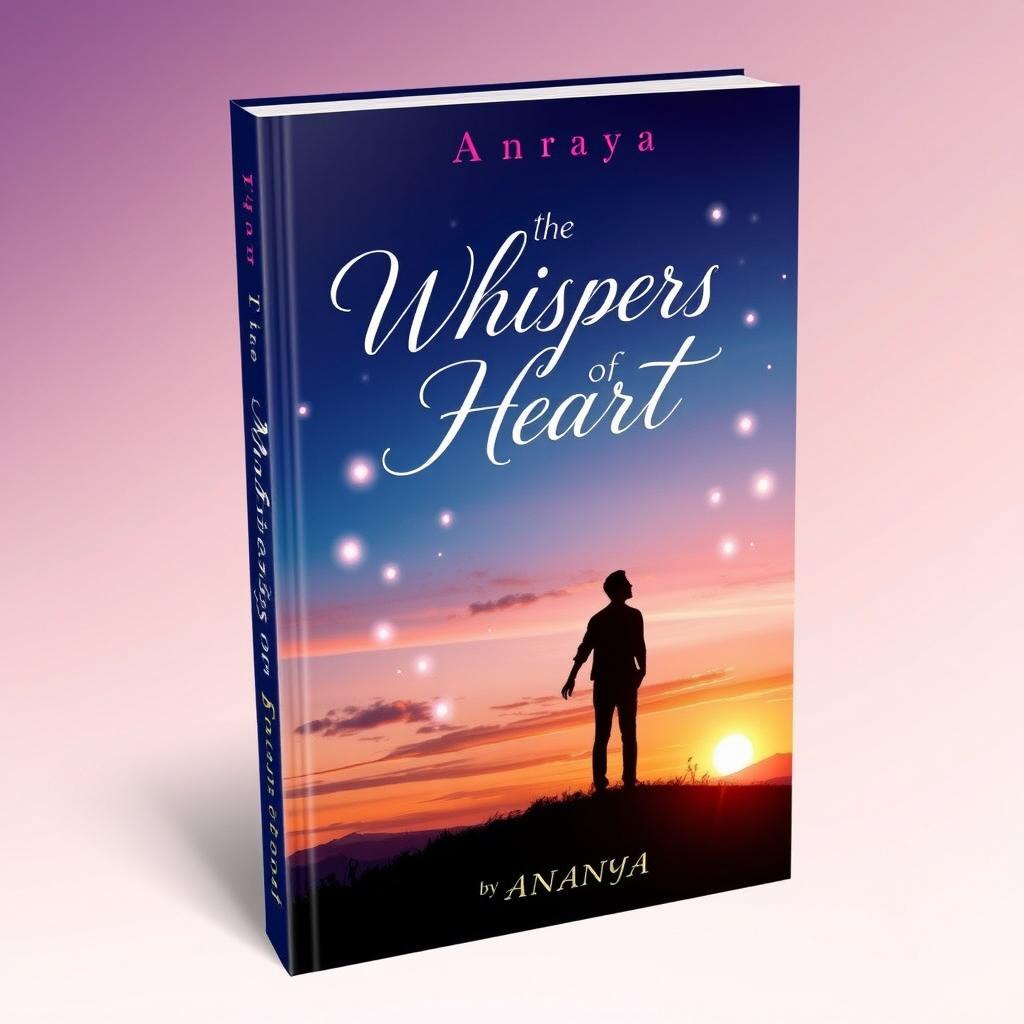 A captivating book cover for 'The Whispers of Heart' by Ananya, featuring a romantic and whimsical design