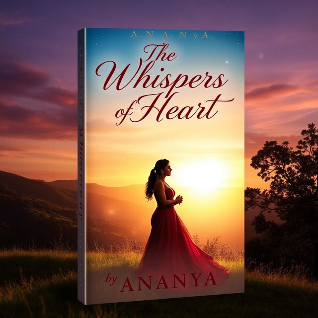 A stunning book cover for 'The Whispers of Heart' by Ananya, designed to evoke romance and mystery