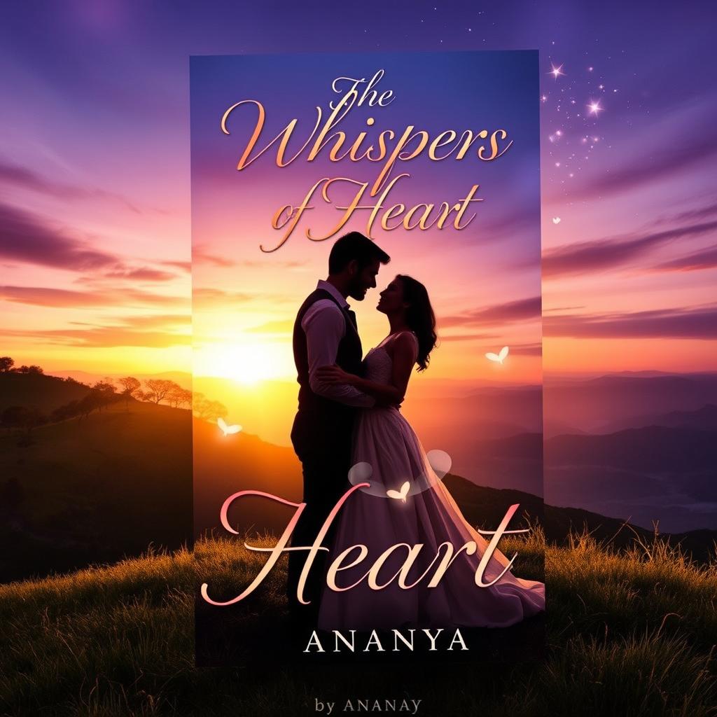 A stunning book cover for 'The Whispers of Heart' by Ananya, designed to evoke romance and mystery