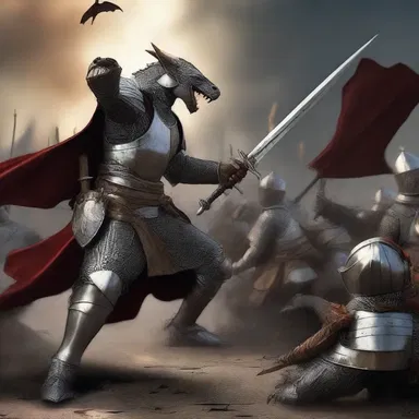 The knights fought agin the dragons to protect the kingdom.
