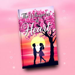 A vibrant and enchanting book cover for a teenage love story titled 'The Whispers of Heart' by Ananya