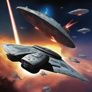 The rebels fought agin the evil empire in a battle of starships.