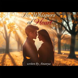 A captivating book cover for a love story titled 'The Whispers of Heart' written by Ananya