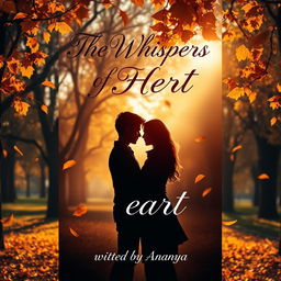 A captivating book cover for a love story titled 'The Whispers of Heart' written by Ananya
