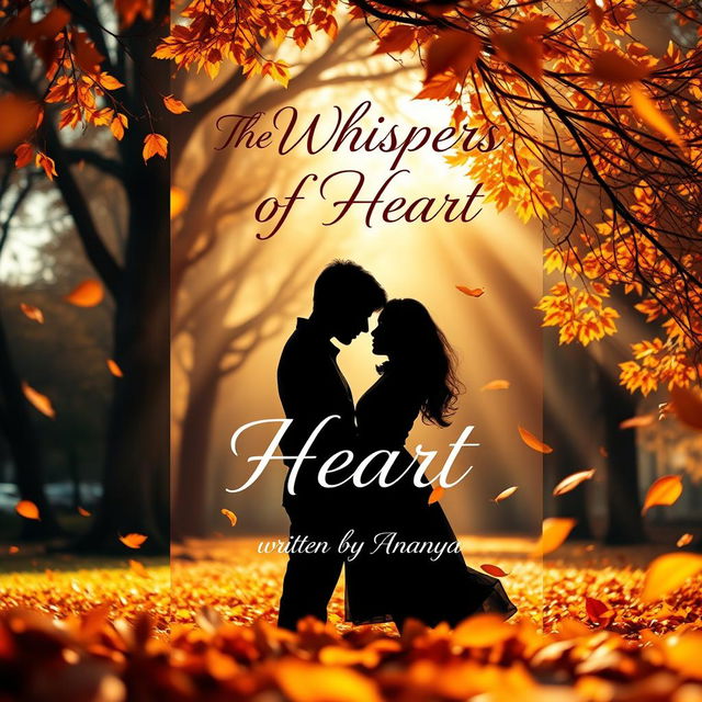 A captivating book cover for a love story titled 'The Whispers of Heart' written by Ananya