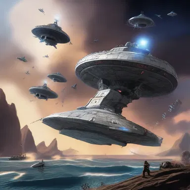 The rebels fought agin the evil empire in a battle of starships.