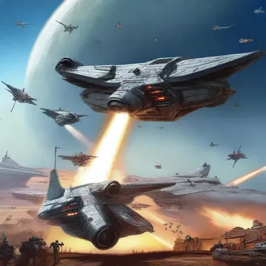 The rebels fought agin the evil empire in a battle of starships.